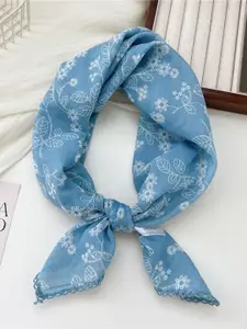 QUECY Women Printed Taping Border Scarf