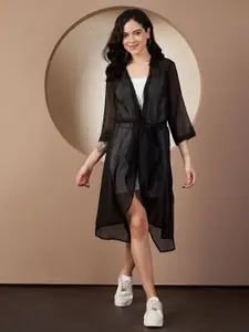 Fbella Shirt Collar Chiffon Shrug