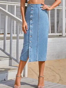 AAHWAN Denim Straight Skirts