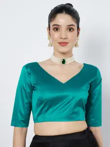 flaher Silk V-Neck Saree Blouse
