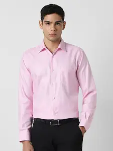 Van Heusen Men Textured Spread Collar Pure Cotton Formal Shirt