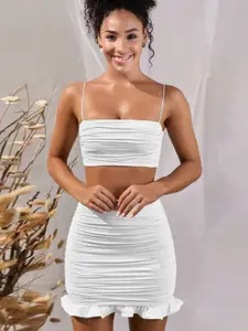 StyleCast Square Neck Bodycon Top With Skirt Co-Ords