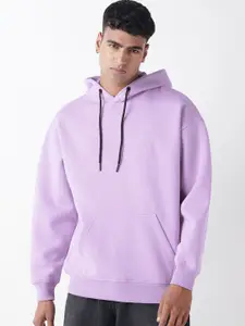 Bewakoof Men Purple Rose Oversized Hoodies Sweatshirt