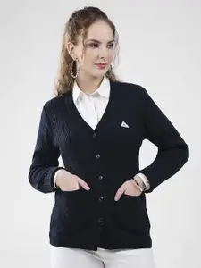 Monte Carlo Women Cable Knit  Knit V Neck Full Sleeves Woollen Cardigan Sweaters