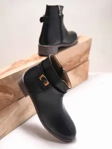 JM LOOKS Womens Block-Heeled ChelseaBoots