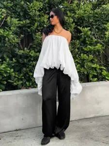 StyleCast Women Off-Shoulder Peplum Longline Top