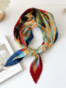 QUECY Women Abstract Printed Accordion Pleats Scarf
