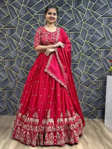 Jogmaya Fashion Embroidered Semi-Stitched Lehenga & Unstitched Blouse With Dupatta