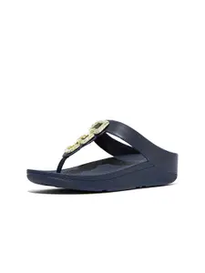 fitflop Women Leather Wedge Heels Sandals with Ethnic - Embellished