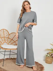 SRUTVA FASHION Round Neck Top With Palazzo Co-Ords