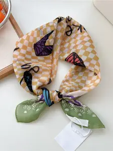 QUECY Women Checked Linen Scarves