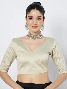 flaher Silk V-Neck Saree Blouse