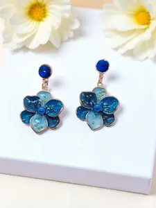 AVANT-GARDE PARIS Gold-Plated Artificial Stones Studded Floral Shaped Drop Earrings