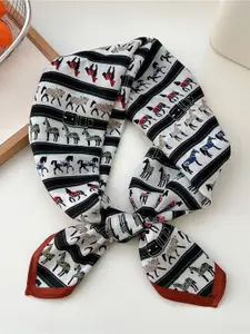 QUECY Women Printed Scarf with Solid Border