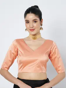 flaher Silk V-Neck Saree Blouse