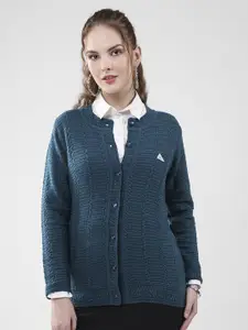 Monte Carlo Women Self Design Round Neck Full Sleeve Cardigan Sweater