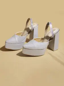 TIESTA Women Textured Block Heels Mules