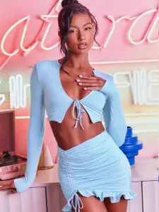 StyleCast Round Neck Top With Skirt Co-Ords