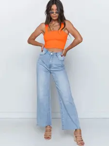 StyleCast Women Square Neck Sleeveless Blouson Crop Top