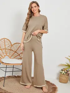 SRUTVA FASHION Round Neck Top With Palazzo Co-Ords