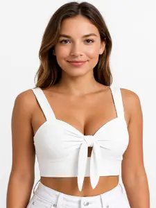 StyleCast Women Sweetheart Neck Blouson Crop Top