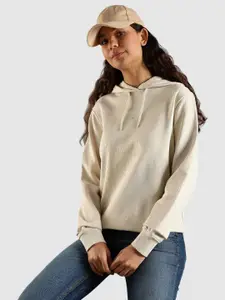 Tommy Hilfiger Women Brand Logo Printed Hooded Neck Cotton Pullover Sweatshirt