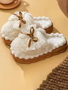 WOLVESDEN Women Set of 2 Self Design Bow Room Slippers Flip Flops