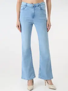 Kraus Jeans Women Flared High-Rise Light Fade Jeans