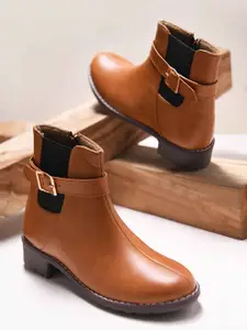 JM LOOKS Womens Block-Heeled ChelseaBoots