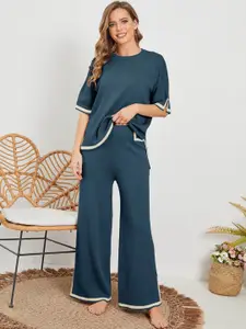 SRUTVA FASHION Round Neck Top With Palazzo Co-Ords