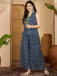 Sangria Leheriya Printed Pure Cotton Top & Palazzo Co-Ord Set
