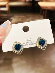 Celestique Korean Crystals Studded Square Shaped Studs