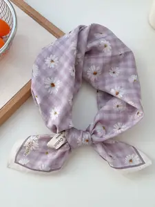 QUECY Women Printed Scarf with Solid Border