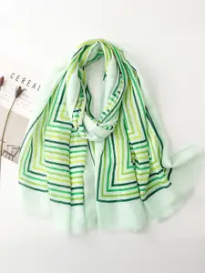 QUECY Women Striped Printed Scarf