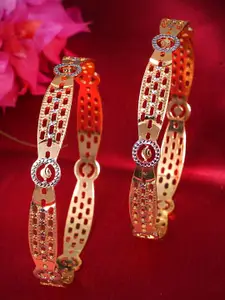 Adwitiya Collection Set Of 2 24CT Gold-Plated Handcrafted Bangles