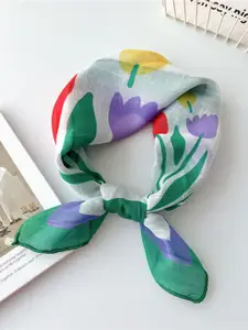 QUECY Women Printed Taping Border Scarf