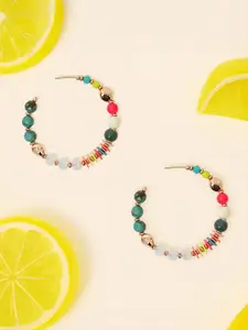 Accessorize Circular Artificial Beaded Chunky Semi Circular Half Hoop Earrings