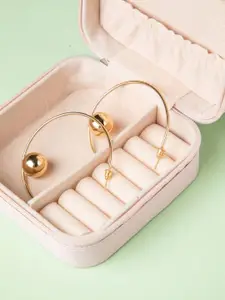 Niscka Gold-Plated Semi Circular Shaped Half Hoop Earrings