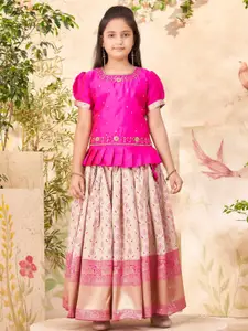 Sangria Girls Pink Art Silk Lehenga Choli