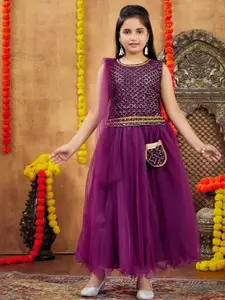 Sangria Girls Purple Net Lehenga Choli