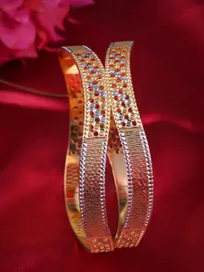 Adwitiya Collection Set Of 2 24CT Gold-Plated Bangles