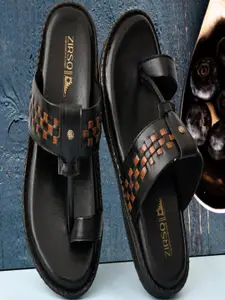ZIRSQ Men Black Synthetic Leather Sandals