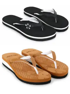 TWO SOFT Women Pack of 2 Thong Flip-Flops