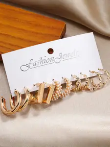 Vembley Pack of 5 Gold-Plated Half Hoop Earrings