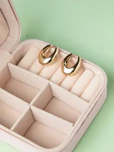 Niscka Gold-Plated Crystals Studded Circular Shaped Hoop Earrings