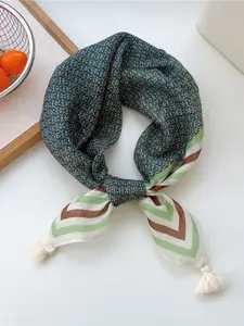 QUECY Women Printed Tasselled Border Scarf
