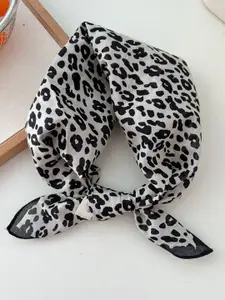 QUECY Women Cotton Animal Printed Monochrome Scarf