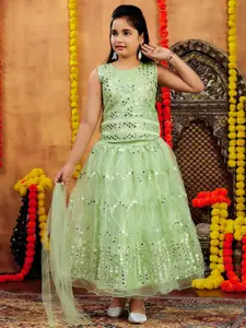 Sangria Girls Sea Green Net Lehenga Choli