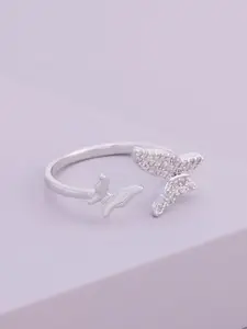 Kushal's Fashion Jewellery Women White Rhodium-Plated Party Trendy Zircon Finger Ring