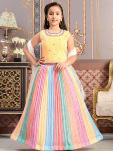 Sangria Girls Yellow Poly Georgette Lehenga Choli